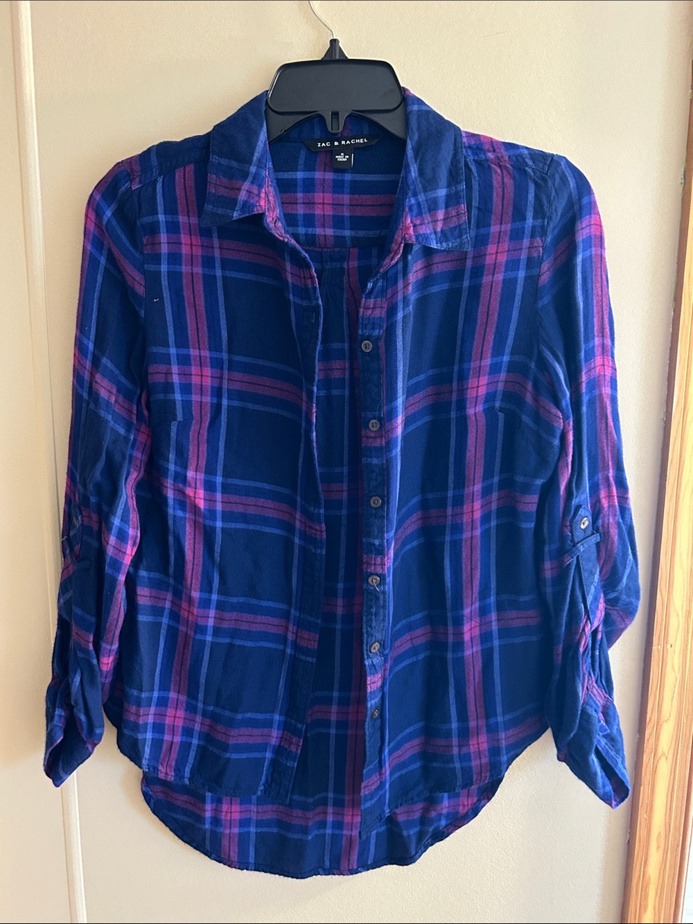 Zac & Rachel Blue and Pink Plaid Button-Down Shirt